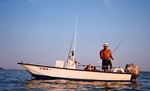 My other hole in the water that sucks up all my money...a 1964 17' Boston Whaler with 90 hp tohatsu. Restored--Brought it back from the dead.  It was in real rough shape. It only needs 6 inches of water to float it.  Awesome for bucktailing fluke in the shallows. The only set back is the famous "rough and wet" whaler ride.  I got my kidneys pounded out of me in 2 foot chop.