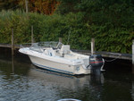 Photo taken June 04 at my dock.  Added swim steps on each side of motor well several years back.