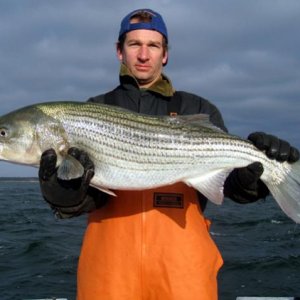 Ron with a late november striper.