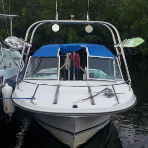 The boat ready to go wakeboarding