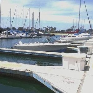 boat in slip from pier