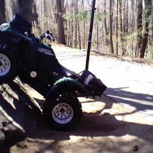 my son drove it up on the big rock in our yard.