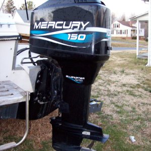 1999 Merc 150 that came on the boat when I purchased it.  It would give an overheat alarm shortly after startup, a new waterpump fixed that.