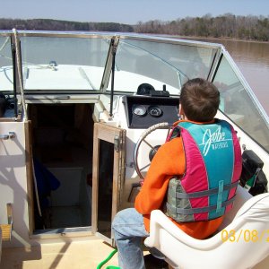 Captain Joey at the helm. And my finger.