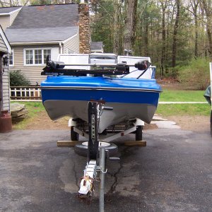 Bow mounted 65 LB thrust foot controlled trolling motor.