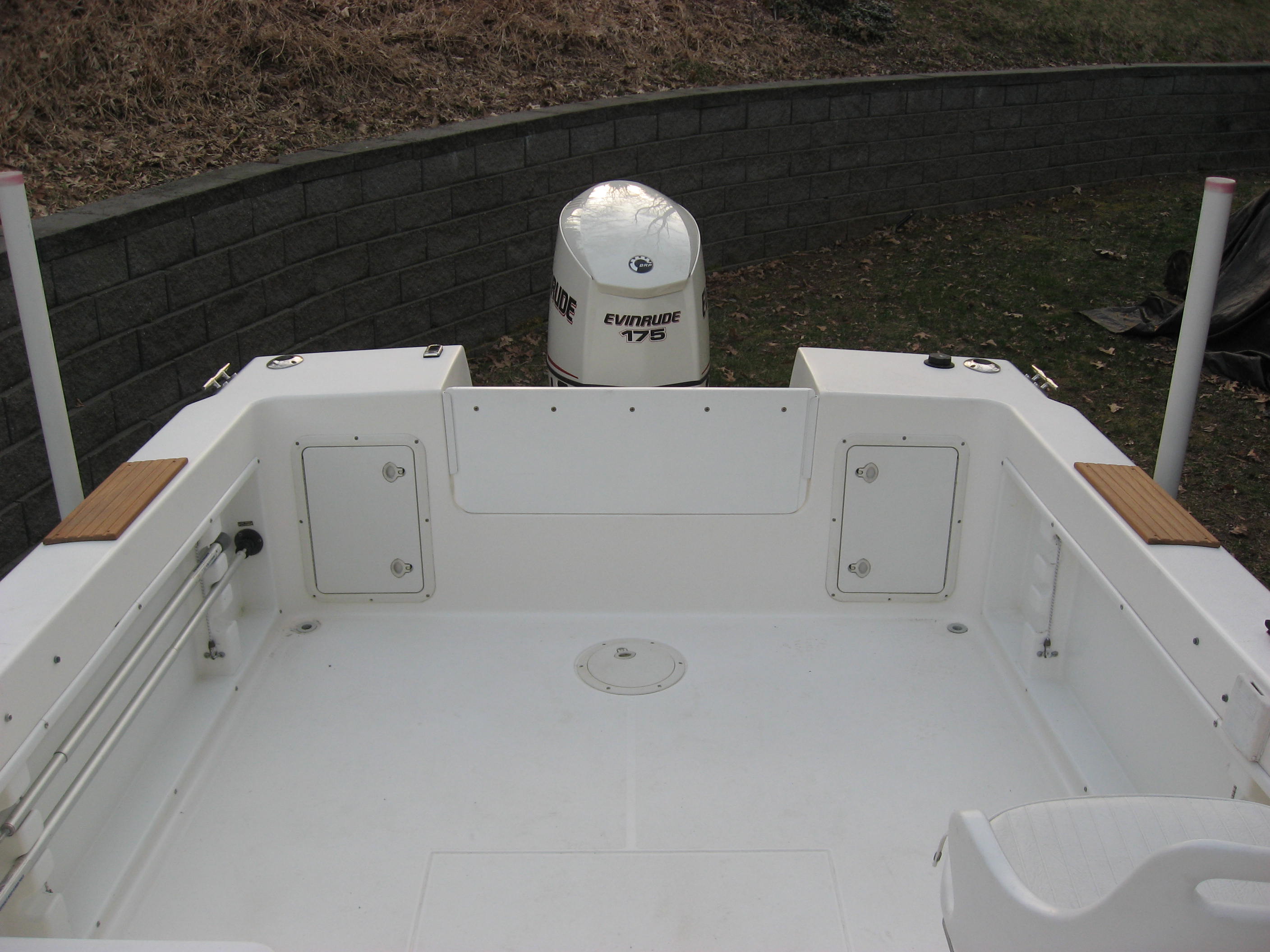 Cockpit view with unfinished teak