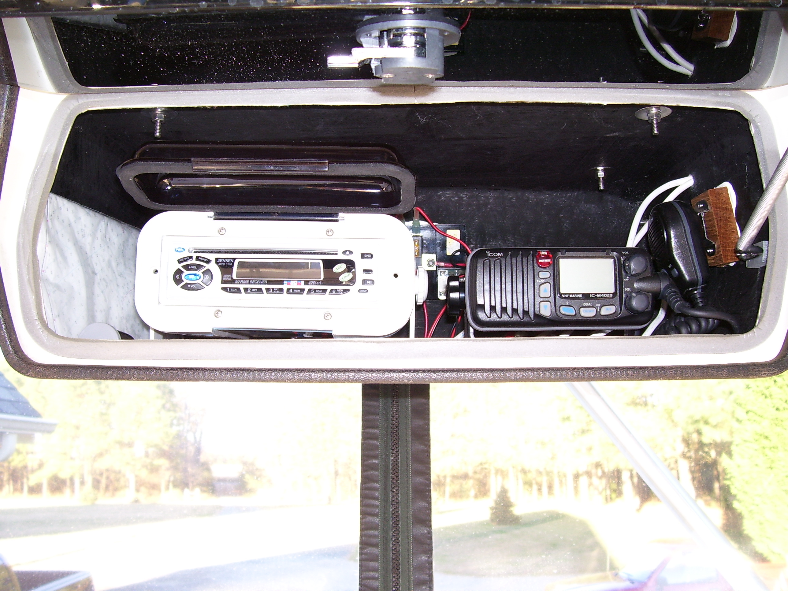 Electronics box w/jenson fm/cd & Icom vhf, fuse panel