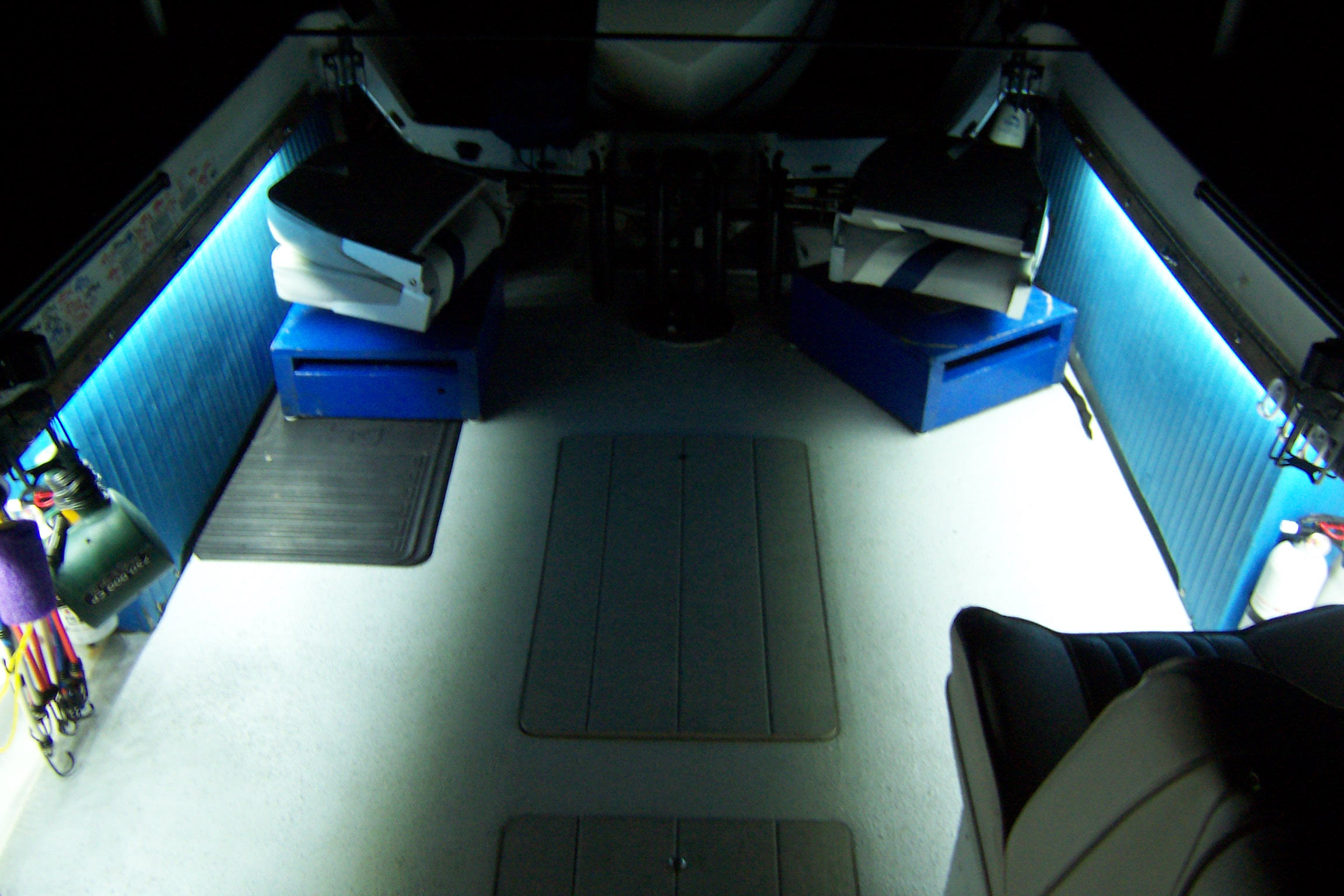 LED lights mounted under the gunwale