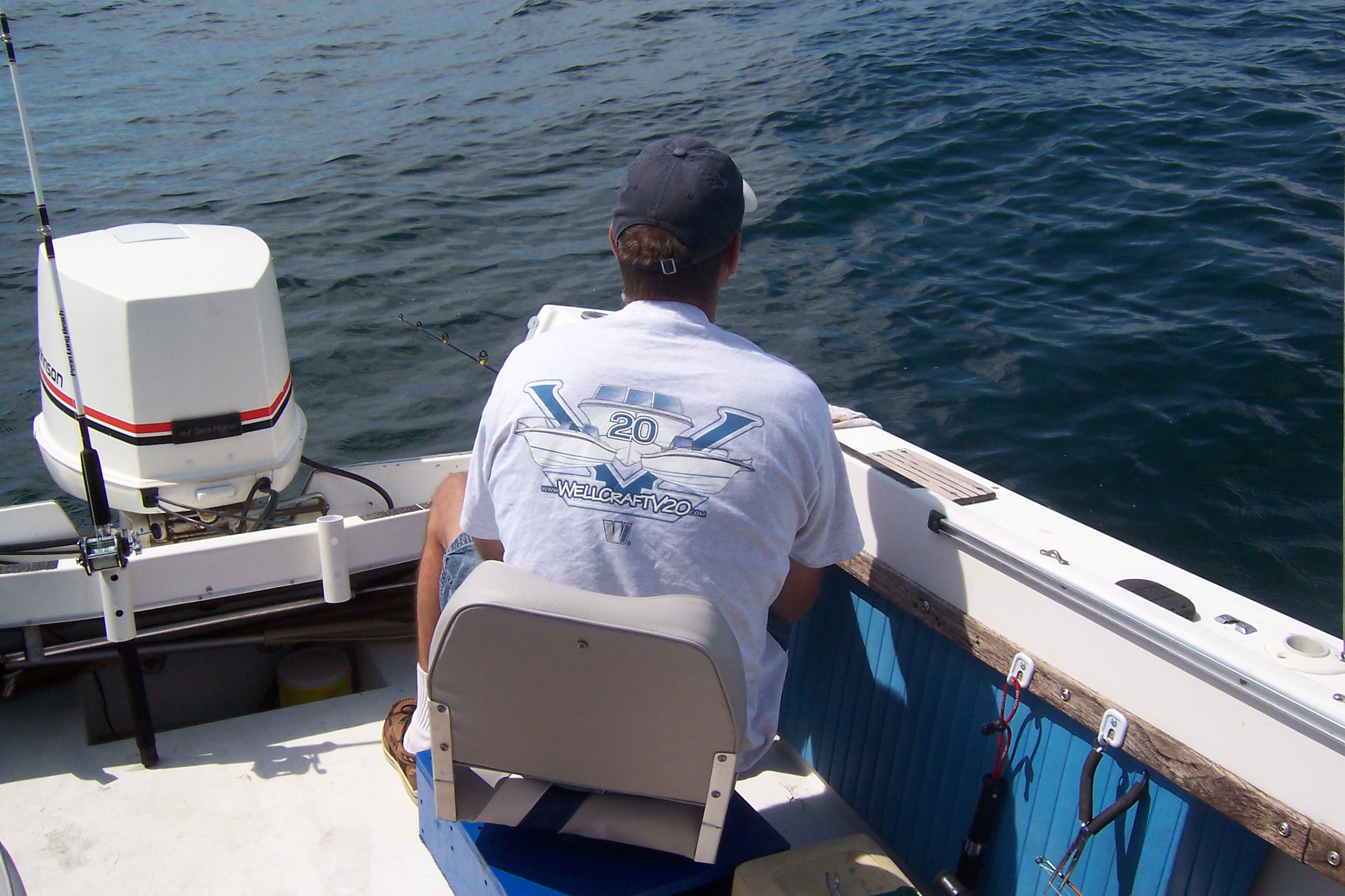 My first mate Larry with his new V Tee.