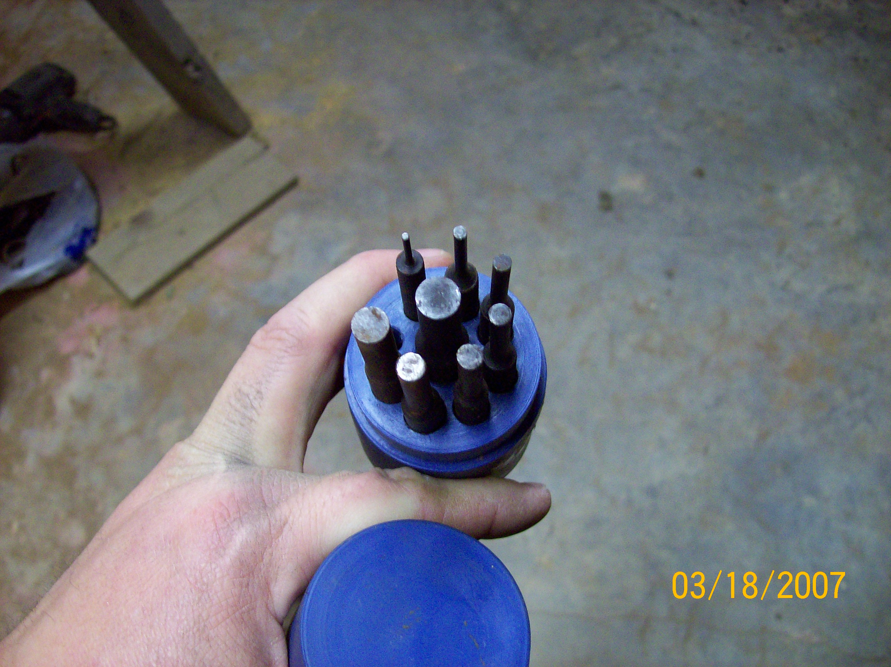 Set of drift pin punches.