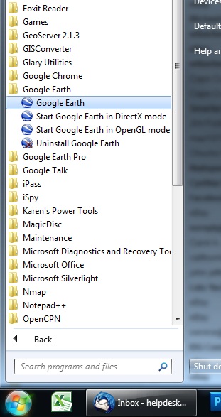 start googleearth